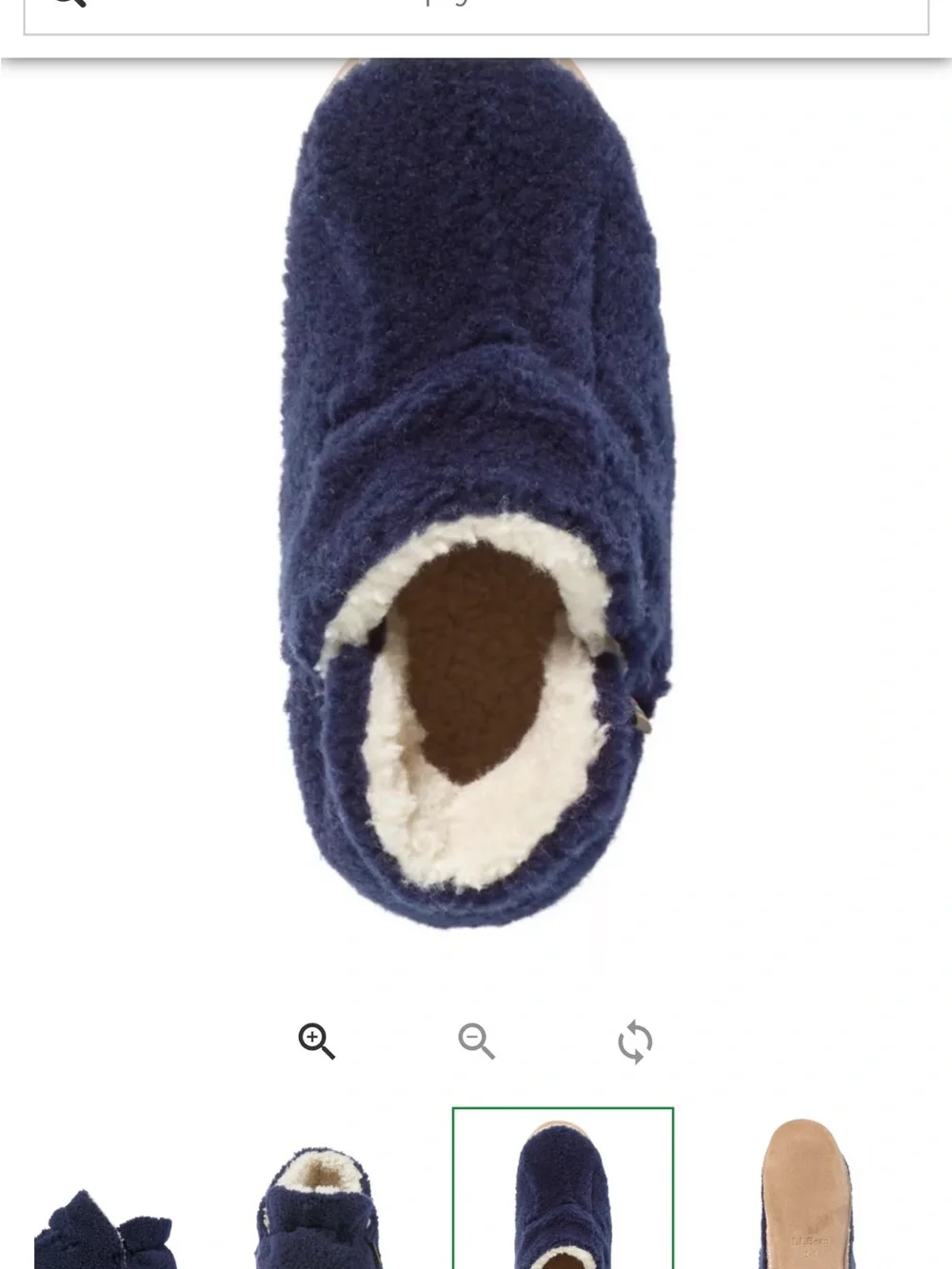 L.L. Bean Navy Plush Kids' Cozy Slipper Booties